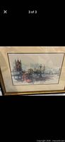 Closer view of artwork detail showing London landmarks