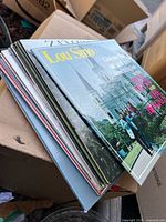 Stack of record albums showing top title Lou Sino with other albums beneath
