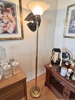 Full view of brass finish floor lamp