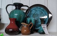 Group shot showing all five Blue Mountain Pottery pieces