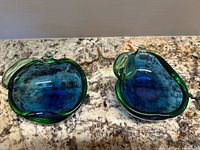 Top view of both apple and pear glass bowls