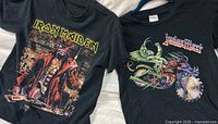 Both band T-shirts side by side