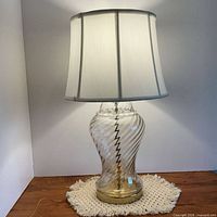 Full view of lamp with shade showing overall design and proportion