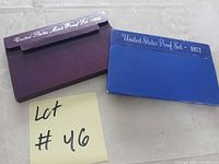 Outer envelopes for 1988 purple and 1972 blue proof sets