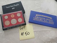 Proof set case with six coins, outer box visible