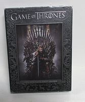 Front of Game of Thrones Complete First Season slipcase showing Iron Throne artwork