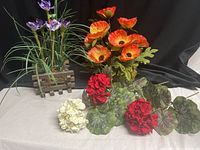 Group view of all faux flowers