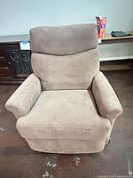 Full view of brown microfiber power recliner chair