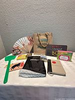 Overall view of all eleven items arranged on table