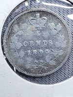 Reverse showing 5 CENTS 1890, wreath, crown, H mint mark