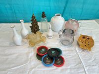 Group shot of all glass, ceramic items and coasters