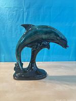 Front left view of Blue Mountain Pottery dolphin figurine