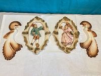 All four chalkware pieces laid out together