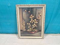 Front view of framed floral print