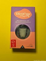 Front of DivaCup Model 0 sealed box