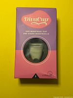 Front of sealed DivaCup Model 1 box showing product window
