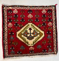 Full view of square Shiraz rug