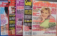 Group shot of five Good Housekeeping magazines showing covers and confirming quantity