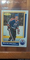 Front of 1986 O-Pee-Chee Wayne Gretzky card in sleeve