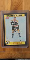 Front of 1991 Score Bobby Orr Junior Star card in sleeve