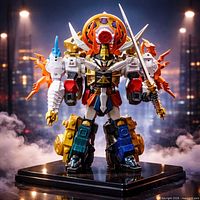 Frontal view of Megazord figure holding sword