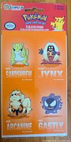 Front of sealed Sandylion Pokémon sticker pack showing four Pokémon stickers