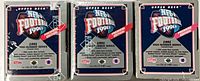 Front view of three Upper Deck 1991 NFL Football High Number Series boxes, two sealed one opened