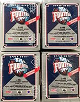 Front view of four sealed 1991 Upper Deck NFL Football boxes