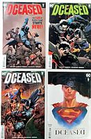 Group shot of four bagged DCEASED comics issues 1,2,3 regular,3 variant