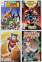 Front covers of all four bagged comics