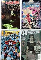 Four bagged and boarded comics: Re-Animator #0, Strangers #1, Brigade #6, Fables #17