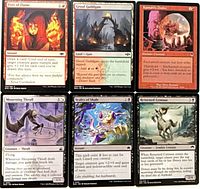 Six representative MTG cards spread out for identification