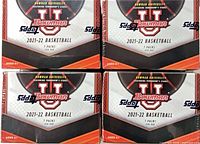 Front view of four sealed Bowman University 2021-22 Basketball boxes