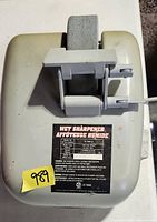 Top view of Mastercraft wet sharpener showing grinding wheel, tool rest and housing