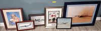 Group shot of all six framed aviation prints