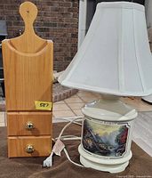 Lamp and organizer side by side showing overall lot contents