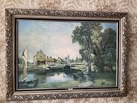 Full view of framed Dedham Mill print
