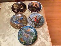 Group shot of all five plates on table