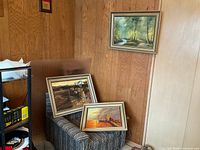 All three framed paintings grouped, showing size and frame style