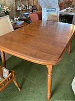 overall view of walnut-tone maple dining table