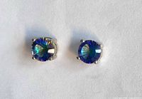 Front view of both crystal stud earrings