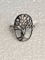 Front view of sterling silver Tree of Life ring