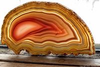 Front view of agate slice showing banding