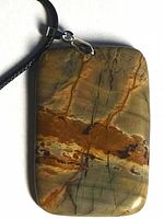 Front view of rectangular pendant on chain