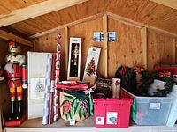 overall view of all decorations in shed