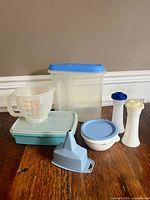 Group view showing all seven plastic kitchen items