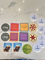 All coasters laid out showing designs and quantities