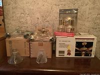 All boxed lighting items and shades on display