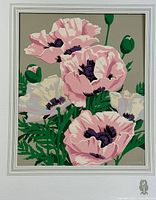 Full view of silkscreen on mat board showing image and signature