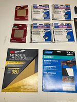 Norton discs, 3M SandBlaster 320 sheets, Norton SandWet 400 sheet